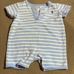 Striped Blue and White Baby Romper